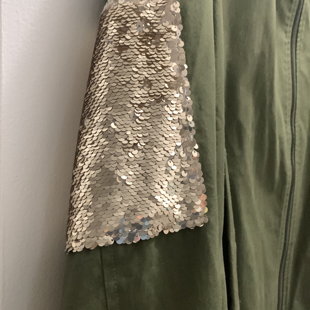 Sam Edelman Green Sequin Elbow Patch Jacket With … - image 3